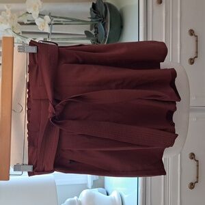 Athleta Womens Skyline Short II Rust Brown 12"‎ High Rise 4" Inseam Sash Belt 8